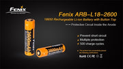 Bateria Fenix 18650 de 2600 mAh ARB-L18-2600