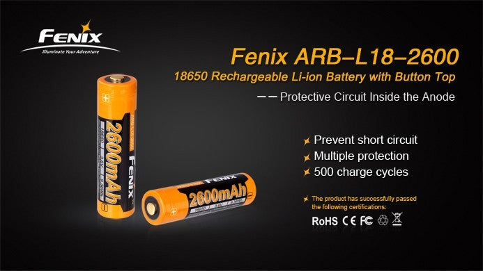 Bateria Fenix 18650 de 2600 mAh ARB-L18-2600