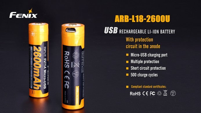 Bateria Fenix 18650 de 2600 mAh ARB-L18-2600U