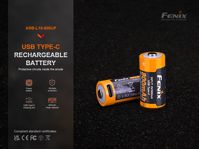 Bateria recargable FENIX USB-C incorporada ARB-L16-800UP