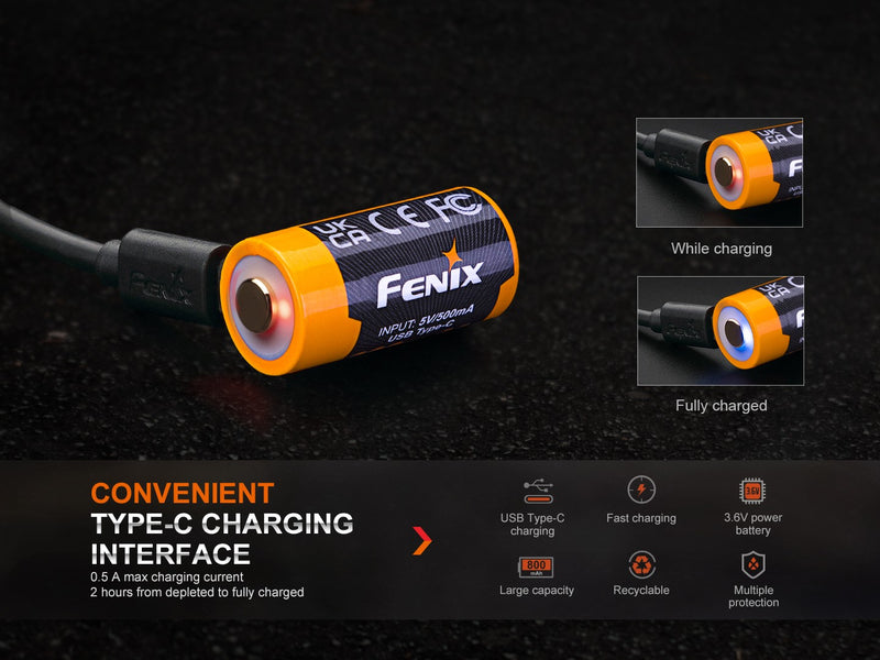 Bateria recargable FENIX USB-C incorporada ARB-L16-800UP