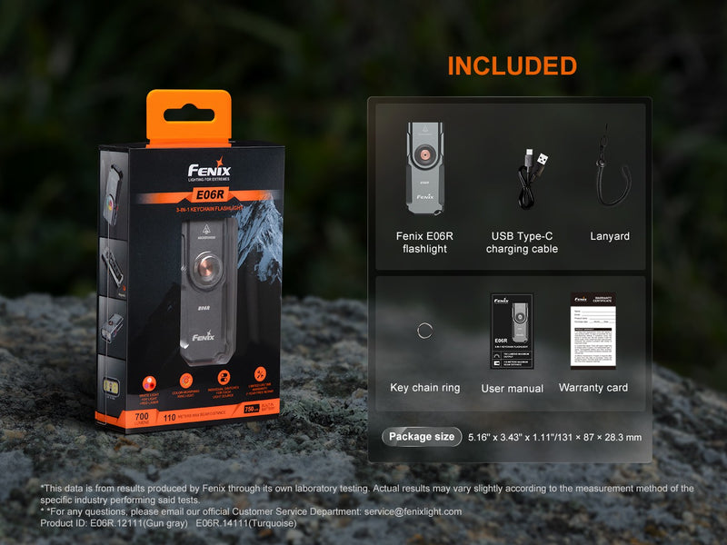 Linterna Recargable Fenix E06R gris