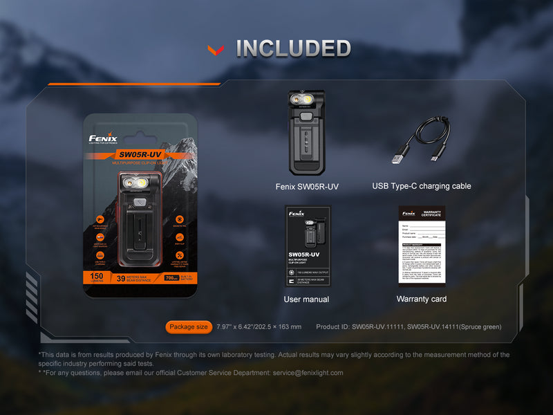 Linterna Recargable Fenix SW05R-UV negro