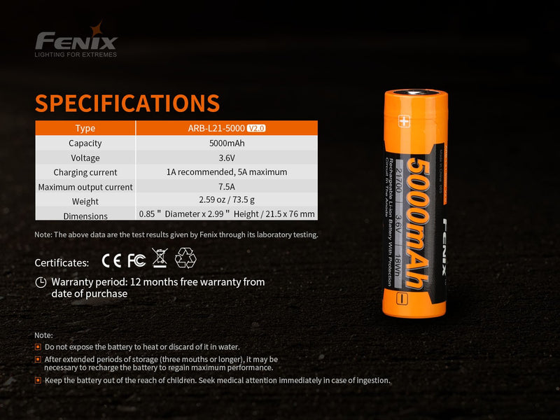Bateria recargable FENIX ARB-L21-5000 V2.0