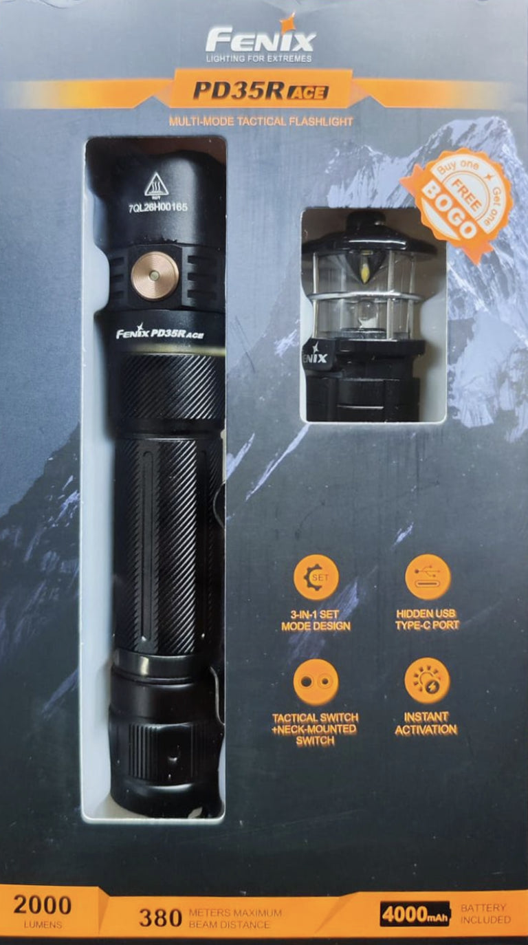 Kit Linterna Fenix PD35R ACE + CL1 BLACK (BOGO)
