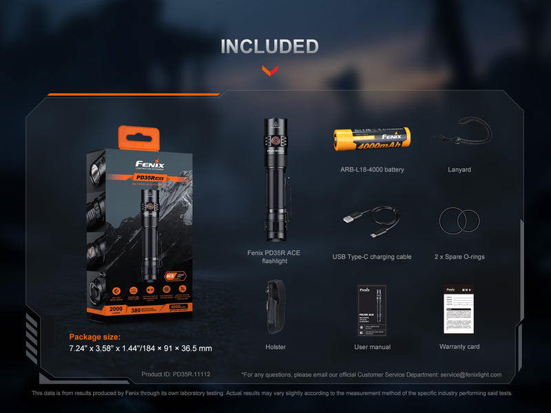 Kit Linterna Fenix PD35R ACE + CL1 ORANGE (BOGO)