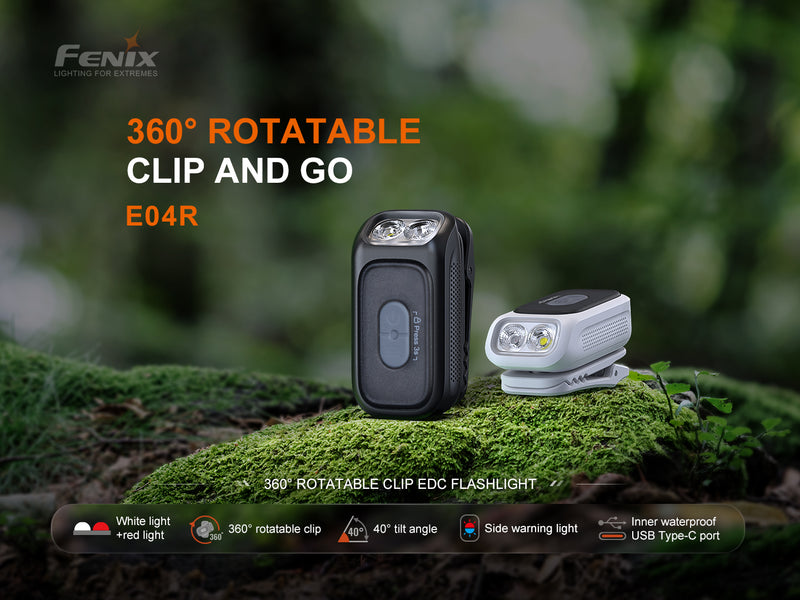 Linterna Recargable Fenix E04R con clip BLANCO