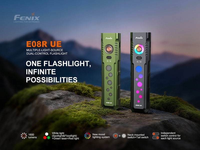 Linterna Recargable Fenix E08R UE VERDE OLIVA